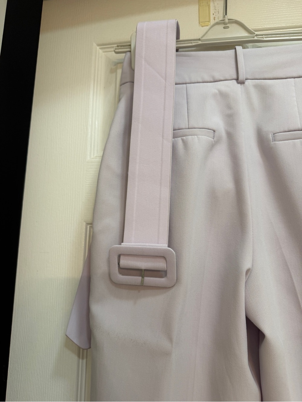 Zara Light Lavender High-Waist Belted Straight-Leg Pants - Picture 4 of 5